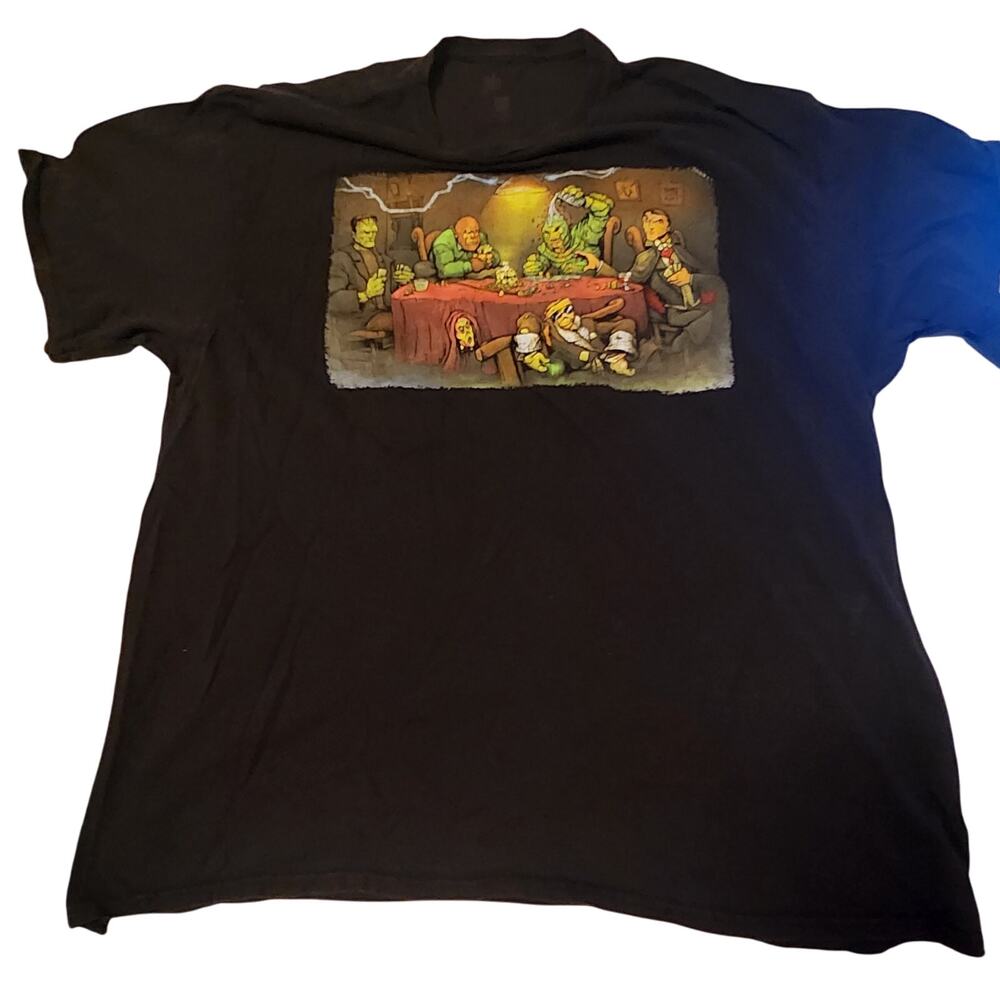 Hot Topic Graphic Tee  Monsters Playing Poker Black short sleeve size 2XL Y2K